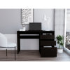 DEPOT E-SHOP Kenai 3 Drawers Computer Desk, One Shelf, Black
