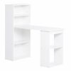 HOMCOM Modern Home Office Desk with 6-Tier Storage Shelves, 47" Writing Table with Bookshelf, White