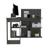 Masai Writing Computer Desk, Five Open Shelves -Smokey Oak