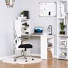 HOMCOM Modern Home Office Desk with 6-Tier Storage Shelves, 47" Writing Table with Bookshelf, White