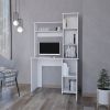 Grant White 3-Tier Storage Shelves Computer Desk