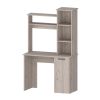 Grant Light Gray 3-Tier Storage Shelves Computer Desk