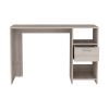 DEPOT E-SHOP Naxos Computer Desk with 1-Drawer and 2-Open Storage Shelves, Light Gray