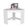 White Corner Desk with Compact Design and Drawer, White
