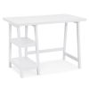 Redina Contemporary Wood Writing Desk with Storage, White
