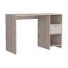 DEPOT E-SHOP Naxos Computer Desk with 1-Drawer and 2-Open Storage Shelves, Light Gray