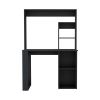 DEPOT E-SHOP Ethel Writing Computer Desk with Storage Shelves and Hutch, Black