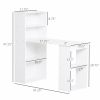 HOMCOM Modern Home Office Desk with 6-Tier Storage Shelves, 47" Writing Table with Bookshelf, White