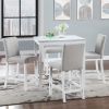 Wooden Dining Square Table, Kitchen Table for Small Space, 4 Person Counter Height Table, White