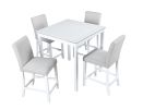 Wooden Dining Square Table, Kitchen Table for Small Space, 4 Person Counter Height Table, White