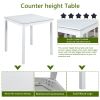 Wooden Dining Square Table, Kitchen Table for Small Space, 4 Person Counter Height Table, White
