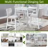 Wooden Dining Square Table, Kitchen Table for Small Space, 4 Person Counter Height Table, White