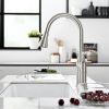 3 Hole Brushed Nickel Bridge Kitchen Faucet with Pull Down Sprayer,2 Handle Faucet for Kitchen Sinks Pull Out Sprayer Kitchen Sink Faucet