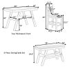 TOPMAX 6-Piece Wood Counter Height Dining Table Set with Storage Shelf, Kitchen Table Set with Bench and 4 Chairs,Rustic Style, Walnut+Beige Cushion