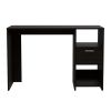 DEPOT E-SHOP Naxos Computer Desk with 1-Drawer and 2-Open Storage Shelves, Black