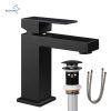 Aqucubic Deck Mounted UPC Brass Basin Mixer Taps Single Handle Bathroom Faucet with pop up drain