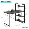 Computer Desk with LED Lights, Office Desk for Small Spaces, Gaming Desk with Reversible Storage Shelves, Rustic Brown